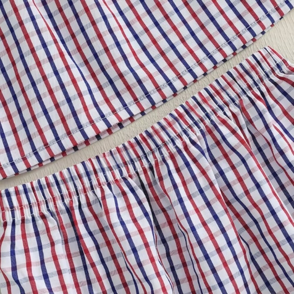 4th of July Patriotic Girls Smocked Flag Tunic Bloomers Outfit Set - Picture 3 of 7